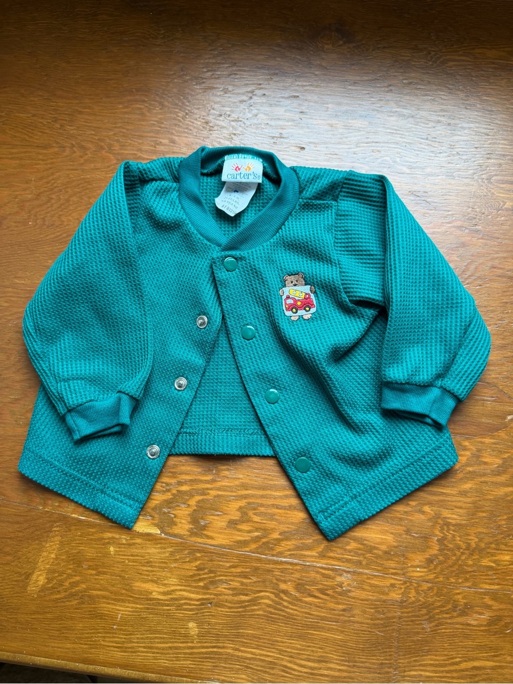 *RARE* vintage Carter's green Baby Jacket with Bear Patch